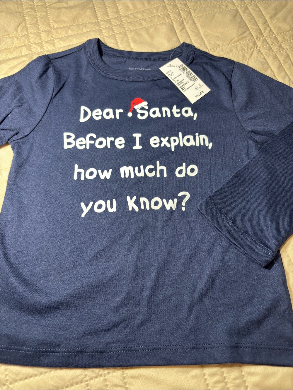 Children's Place 2T Navy Long-Sleeve “Dear Santa…” Holiday Graphic Tee